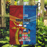 Personalised Fiji and Rotuma Together Garden Flag Tapa and Pacific Art Pattern with Cultural Emblems Half Style