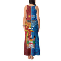 Personalised Fiji and Rotuma Together Tank Maxi Dress Tapa and Pacific Art Pattern with Cultural Emblems Half Style