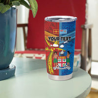 Personalised Fiji and Rotuma Together Tumbler Cup Tapa and Pacific Art Pattern with Cultural Emblems Half Style