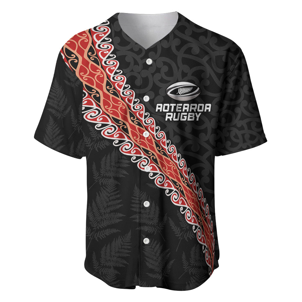 Custom New Zealand Rugby Baseball Jersey Maori and Silver Fern Half Style