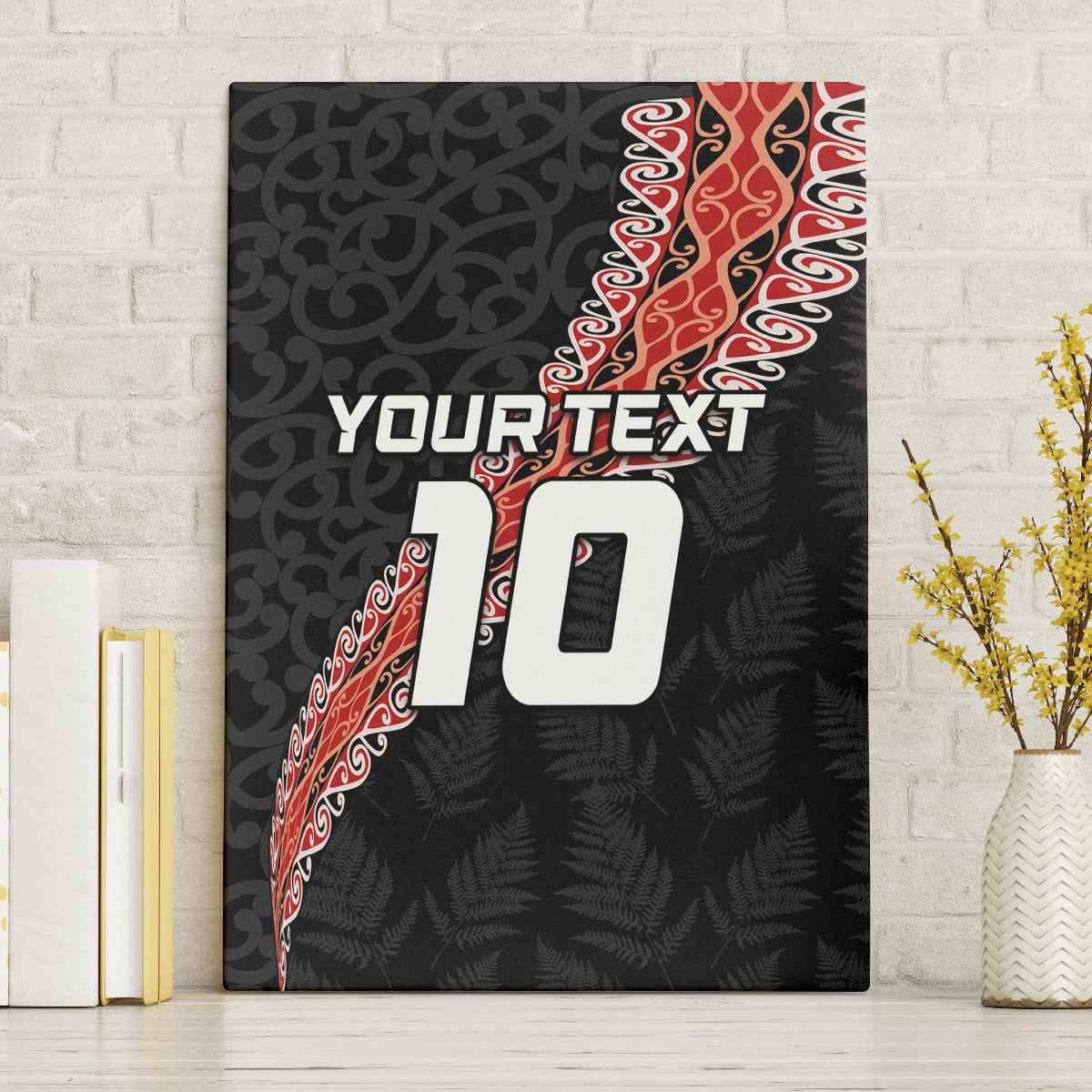 Custom New Zealand Rugby Canvas Wall Art Maori and Silver Fern Half Style