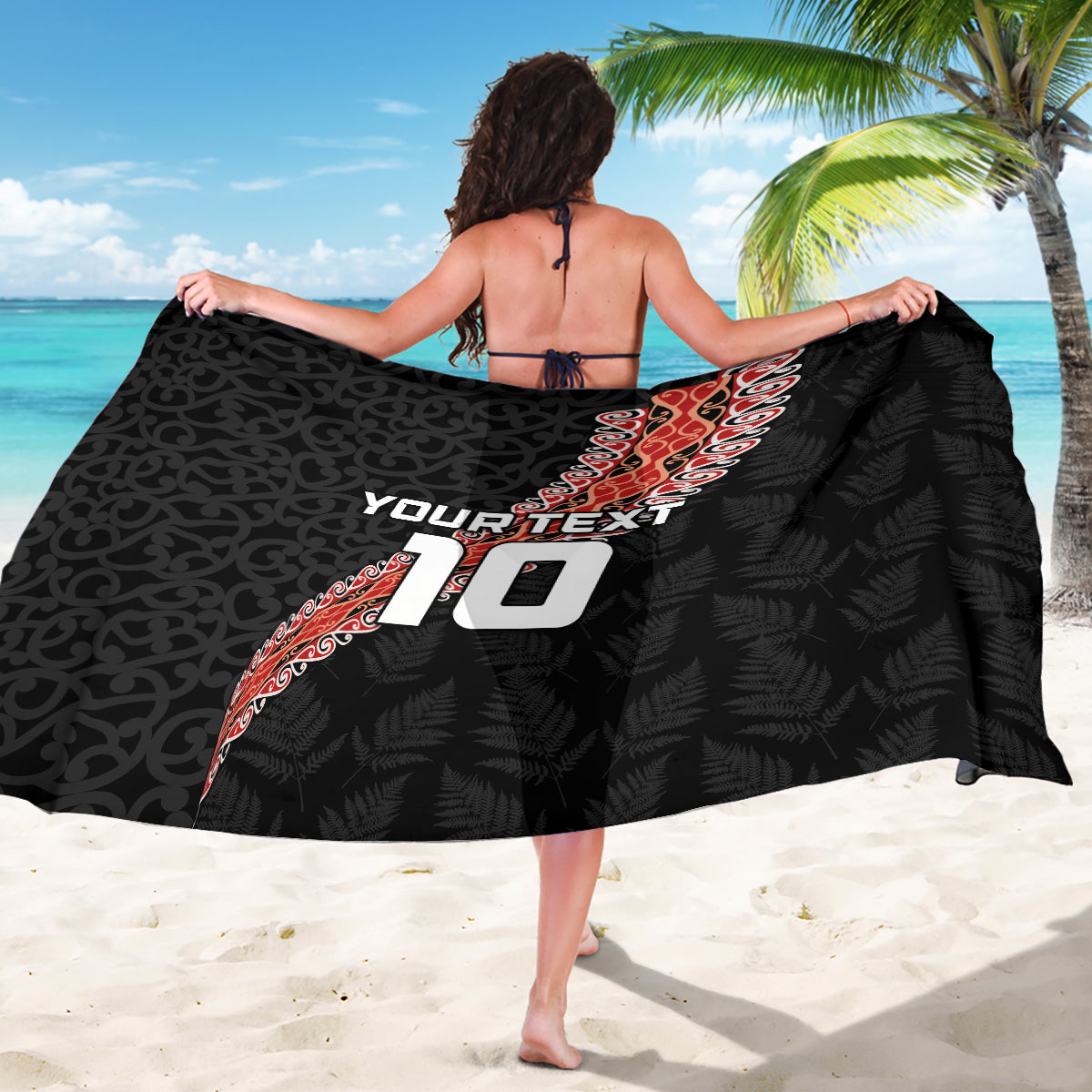 Custom New Zealand Rugby Sarong Maori and Silver Fern Half Style