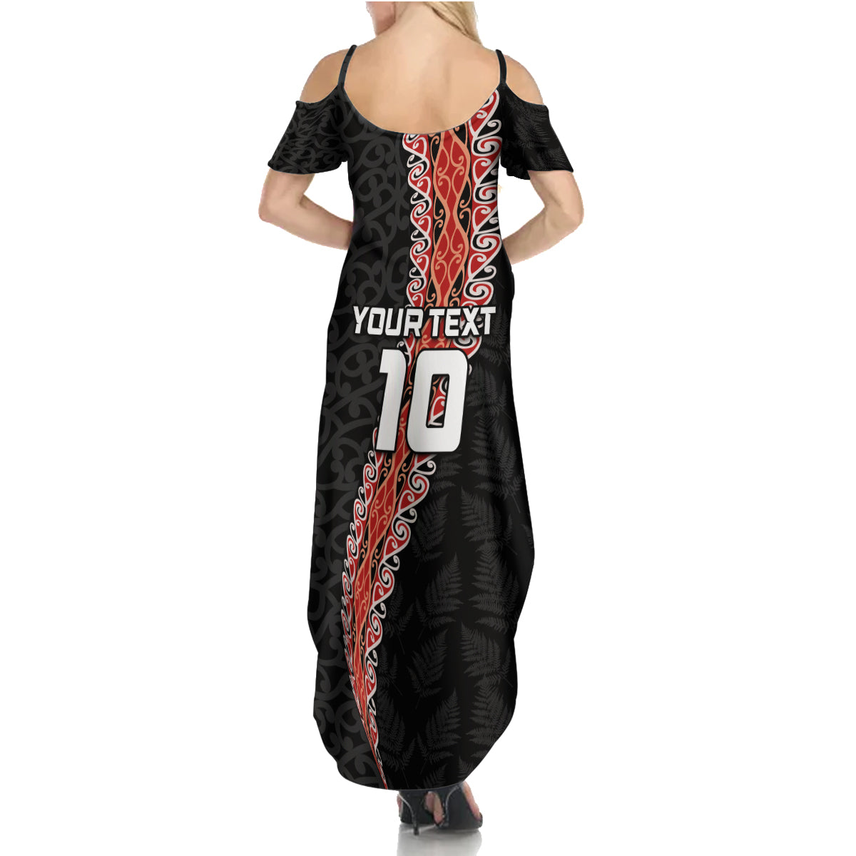 Custom New Zealand Rugby Summer Maxi Dress Maori and Silver Fern Half Style