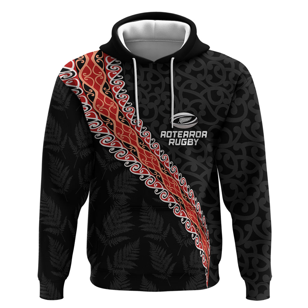 Custom New Zealand Rugby Zip Hoodie Maori and Silver Fern Half Style