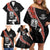 New Zealand Maori Warrior Rugby Family Matching Off Shoulder Short Dress and Hawaiian Shirt Maori and Silver Fern Half Style