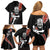 New Zealand Maori Warrior Rugby Family Matching Off Shoulder Short Dress and Hawaiian Shirt Maori and Silver Fern Half Style