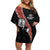 New Zealand Maori Warrior Rugby Family Matching Off Shoulder Short Dress and Hawaiian Shirt Maori and Silver Fern Half Style