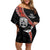 New Zealand Maori Warrior Rugby Off Shoulder Short Dress Maori and Silver Fern Half Style