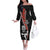 New Zealand Maori Warrior Rugby Off The Shoulder Long Sleeve Dress Maori and Silver Fern Half Style