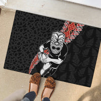 New Zealand Maori Warrior Rugby Rubber Doormat Maori and Silver Fern Half Style