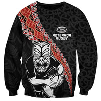 New Zealand Maori Warrior Rugby Sweatshirt Maori and Silver Fern Half Style