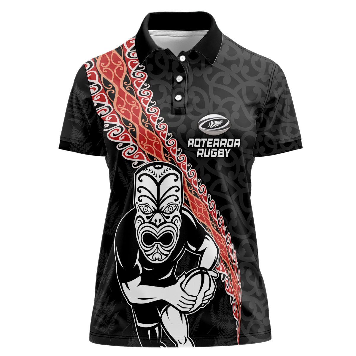 New Zealand Maori Warrior Rugby Women Polo Shirt Maori and Silver Fern Half Style