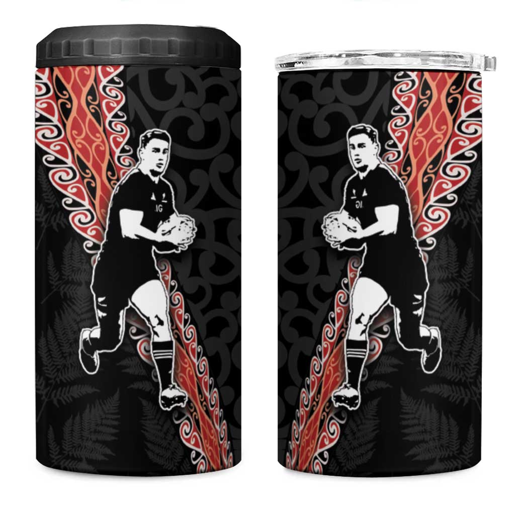 New Zealand Maori Rugby Player 4 in 1 Can Cooler Tumbler Maori and Silver Fern Half Style