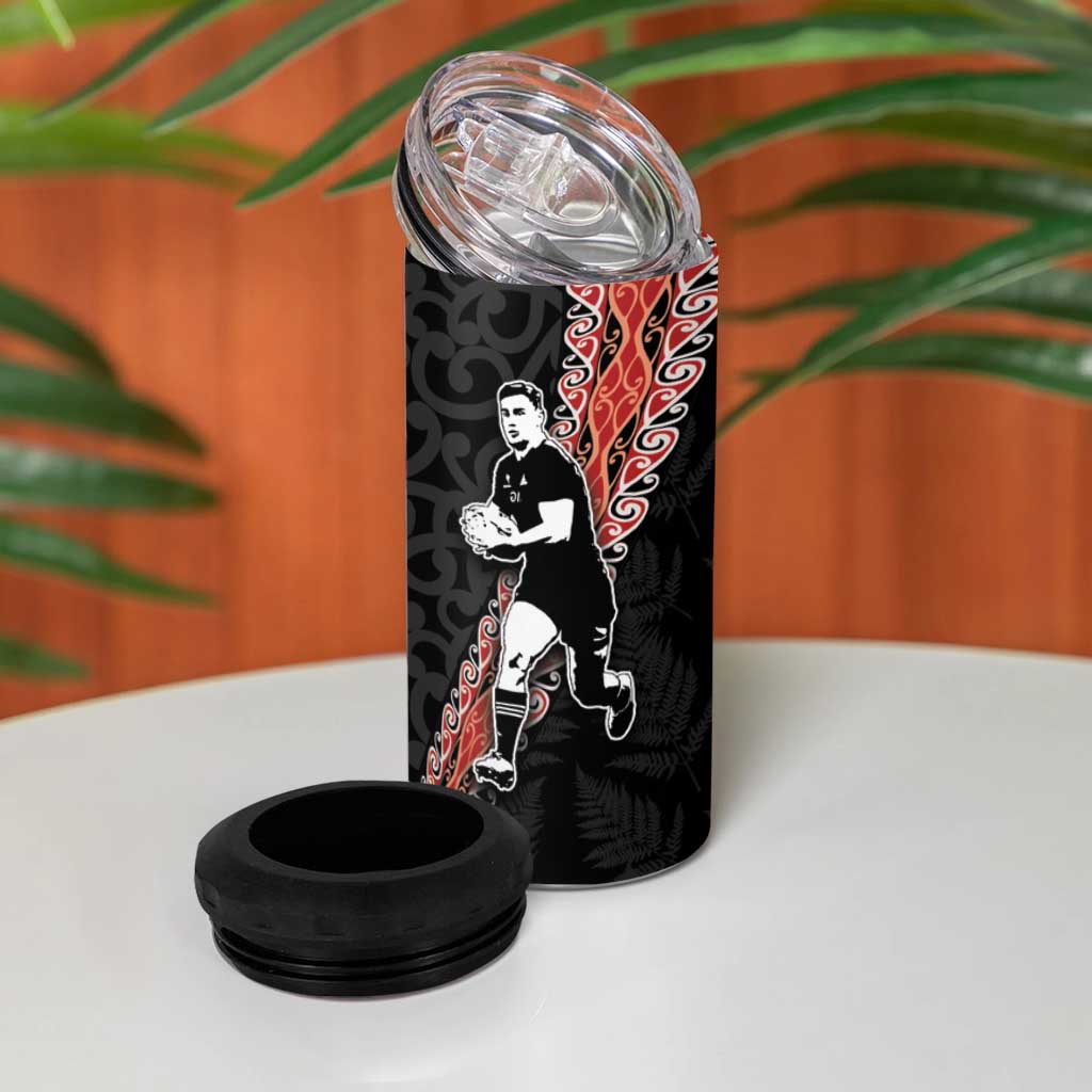 New Zealand Maori Rugby Player 4 in 1 Can Cooler Tumbler Maori and Silver Fern Half Style