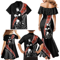 New Zealand Maori Rugby Player Family Matching Mermaid Dress and Hawaiian Shirt Maori and Silver Fern Half Style