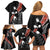 New Zealand Maori Rugby Player Family Matching Off Shoulder Short Dress and Hawaiian Shirt Maori and Silver Fern Half Style