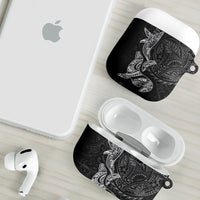 Hawaiian Monk Seal and Whale AirPods Case Kakau Tribal Pattern Grayscale LT03 - Polynesian Pride