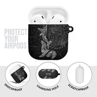 Hawaiian Monk Seal and Whale AirPods Case Kakau Tribal Pattern Grayscale LT03 - Polynesian Pride