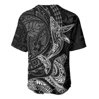 Hawaiian Monk Seal and Whale Baseball Jersey Kakau Tribal Pattern Grayscale LT03 - Polynesian Pride