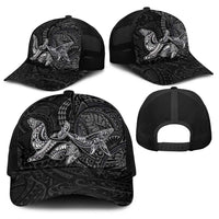 Hawaiian Monk Seal and Whale Baseball Net Cap Kakau Tribal Pattern Grayscale LT03 - Polynesian Pride