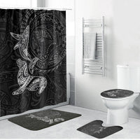 Hawaiian Monk Seal and Whale Bathroom Set Kakau Tribal Pattern Grayscale LT03 Bathroom Set (4 pcs) Black - Polynesian Pride