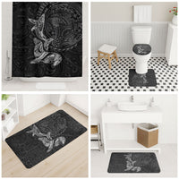 Hawaiian Monk Seal and Whale Bathroom Set Kakau Tribal Pattern Grayscale LT03 - Polynesian Pride