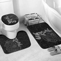 Hawaiian Monk Seal and Whale Bathroom Set Kakau Tribal Pattern Grayscale LT03 Mat Set Only (3 pcs) One Size Black - Polynesian Pride