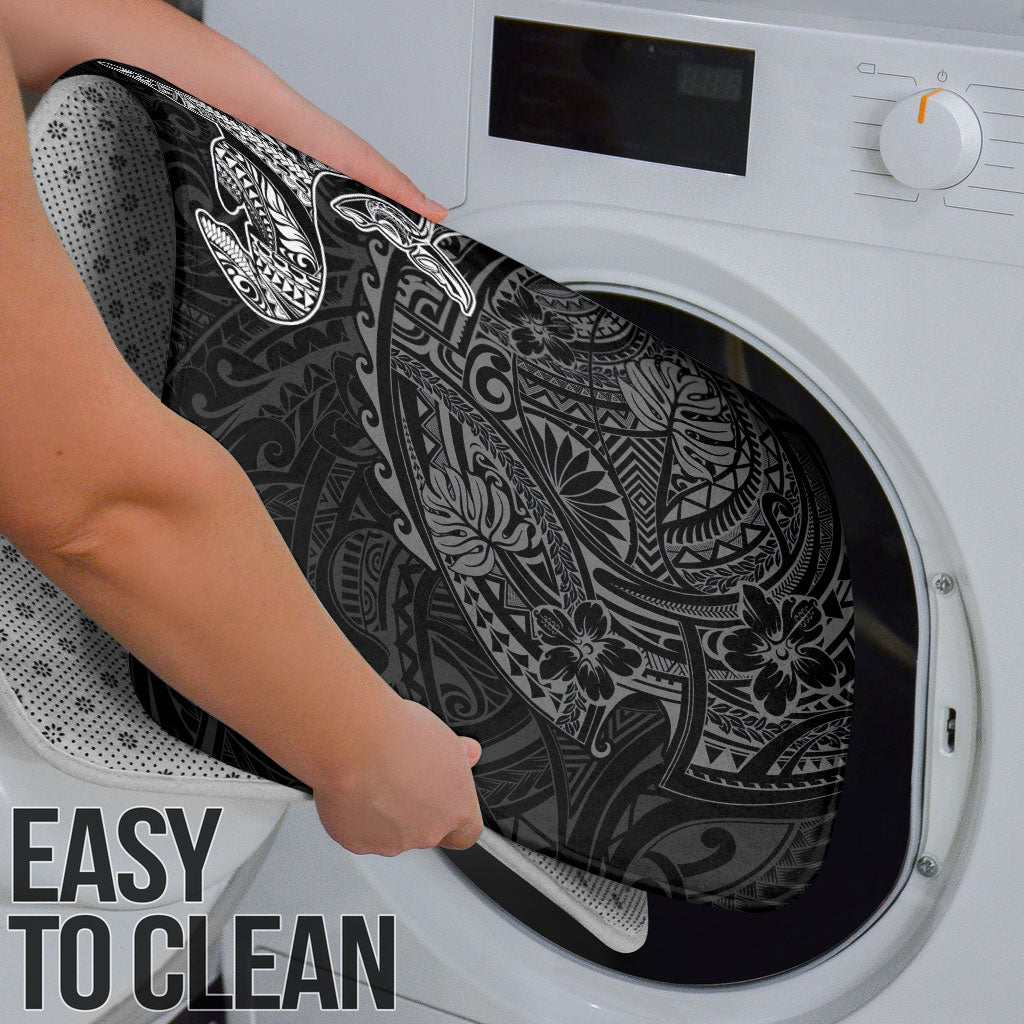 Hawaiian Monk Seal and Whale Bathroom Set Kakau Tribal Pattern Grayscale LT03 - Polynesian Pride