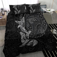 Hawaiian Monk Seal and Whale Bedding Set Kakau Tribal Pattern Grayscale LT03 - Polynesian Pride