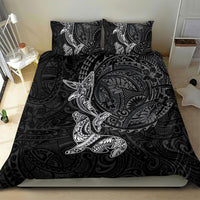 Hawaiian Monk Seal and Whale Bedding Set Kakau Tribal Pattern Grayscale LT03 - Polynesian Pride