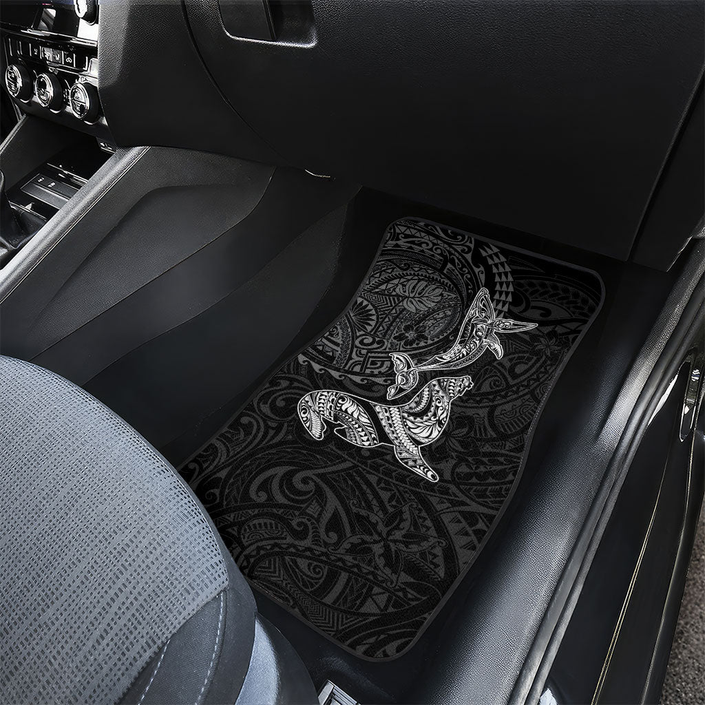 Hawaiian Monk Seal and Whale Car Mats Kakau Tribal Pattern Grayscale LT03 - Polynesian Pride