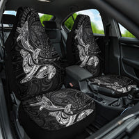 Hawaiian Monk Seal and Whale Car Seat Cover Kakau Tribal Pattern Grayscale LT03 One Size Black - Polynesian Pride