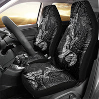 Hawaiian Monk Seal and Whale Car Seat Cover Kakau Tribal Pattern Grayscale LT03 - Polynesian Pride