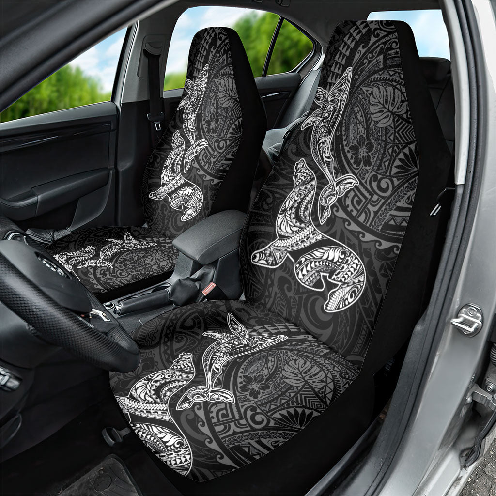 Hawaiian Monk Seal and Whale Car Seat Cover Kakau Tribal Pattern Grayscale LT03 - Polynesian Pride