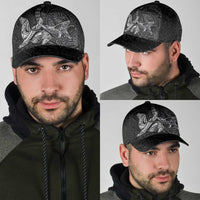 Hawaiian Monk Seal and Whale Classic Cap Kakau Tribal Pattern Grayscale LT03 - Polynesian Pride
