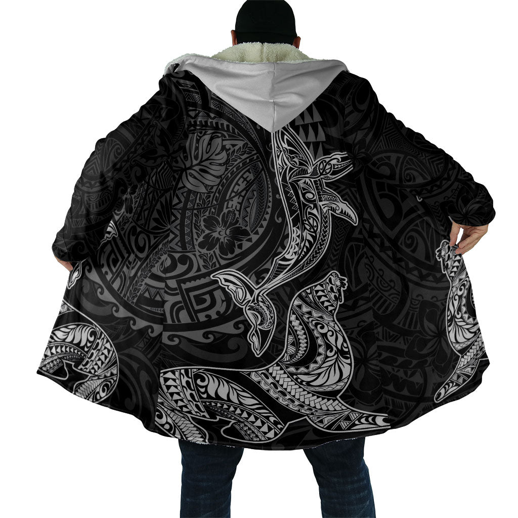 Hawaiian Monk Seal and Whale Cloak Kakau Tribal Pattern Grayscale LT03 - Polynesian Pride