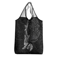 Hawaiian Monk Seal and Whale Grocery Bag Kakau Tribal Pattern Grayscale LT03 - Polynesian Pride