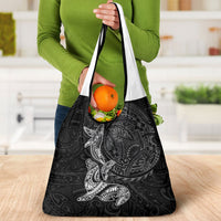 Hawaiian Monk Seal and Whale Grocery Bag Kakau Tribal Pattern Grayscale LT03 - Polynesian Pride