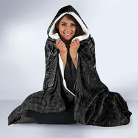 Hawaiian Monk Seal and Whale Hooded Blanket Kakau Tribal Pattern Grayscale LT03 - Polynesian Pride