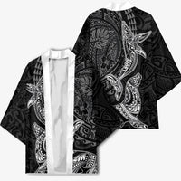 Hawaiian Monk Seal and Whale Kimono Kakau Tribal Pattern Grayscale LT03 - Polynesian Pride