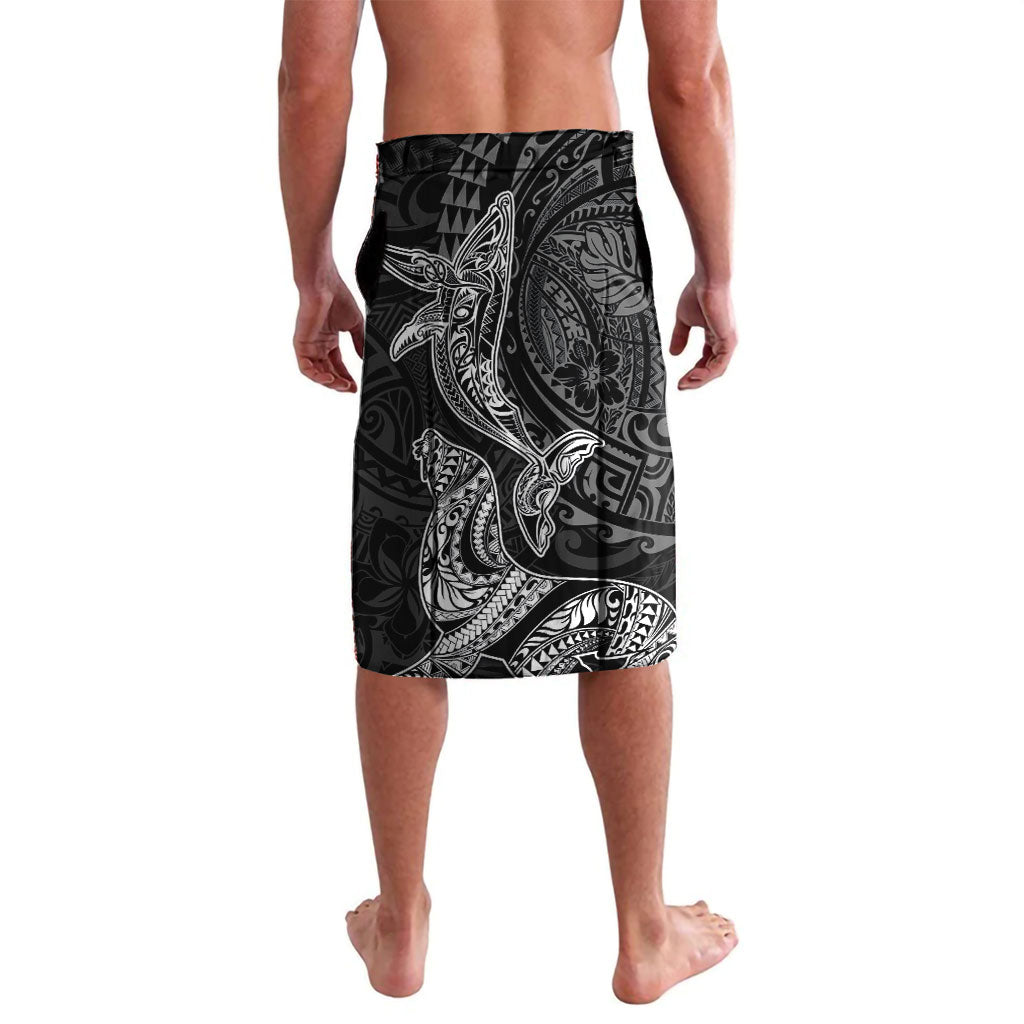 Hawaiian Monk Seal and Whale Lavalava Kakau Tribal Pattern Grayscale