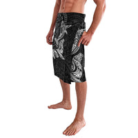 Hawaiian Monk Seal and Whale Lavalava Kakau Tribal Pattern Grayscale