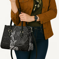 Hawaiian Monk Seal and Whale Leather Bag Kakau Tribal Pattern Grayscale LT03 - Polynesian Pride