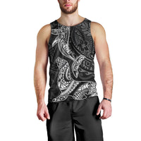 Hawaiian Monk Seal and Whale Men Tank Top Kakau Tribal Pattern Grayscale LT03 - Polynesian Pride