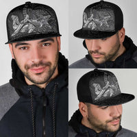 Hawaiian Monk Seal and Whale Mesh Trucker Cap Kakau Tribal Pattern Grayscale LT03 - Polynesian Pride