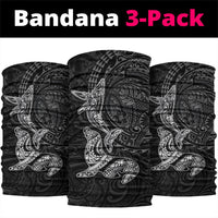 Hawaiian Monk Seal and Whale Neck Gaiter Kakau Tribal Pattern Grayscale