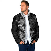 Hawaiian Monk Seal and Whale Padded Jacket Kakau Tribal Pattern Grayscale LT03 - Polynesian Pride