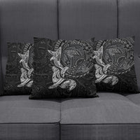 Hawaiian Monk Seal and Whale Pillow Cover Kakau Tribal Pattern Grayscale LT03 - Polynesian Pride