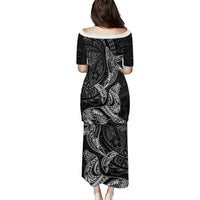 Hawaiian Monk Seal and Whale Puletasi Kakau Tribal Pattern Grayscale LT03 - Polynesian Pride