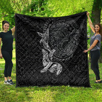 Hawaiian Monk Seal and Whale Quilt Kakau Tribal Pattern Grayscale LT03 - Polynesian Pride